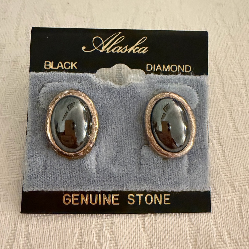 🦔 Alaska Black Diamond (hematite) Stud Earrings